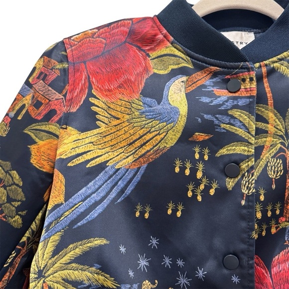 Industry Republic Crop Bomber Jacket Floral Farm Rio Vibe Jungle Tropical Size M - Picture 9 of 16